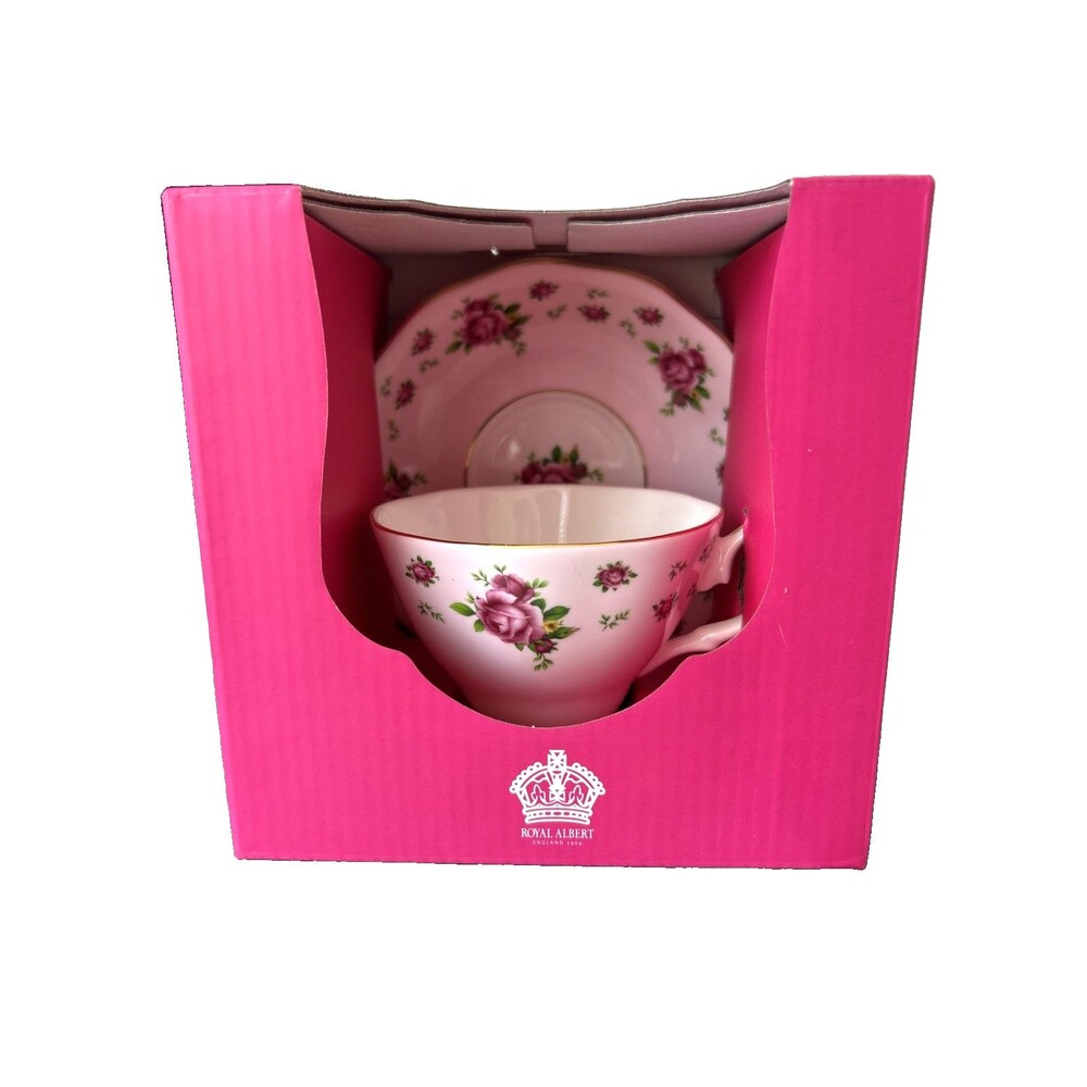 Royal Albert New Country Roses Pink Teacup & Saucer Set Fine Bone China NEW
